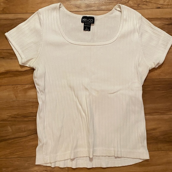Vintage 90’s White Ribbed Women’s Tee - Picture 1 of 4
